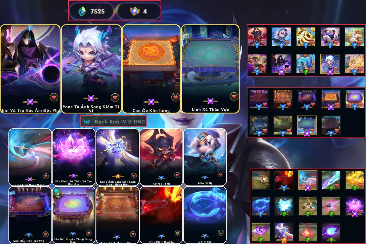 2 tím yone + 2 sân + chưởng combo